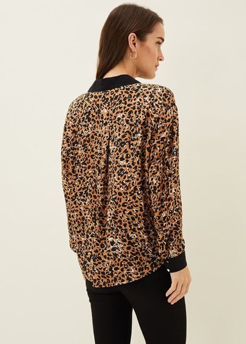 Phase Eight Kaelie Leopard Twist Front Shirts Black/Multicolor Canada | NGBDEV-548